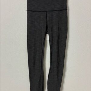 Lululemon Black Gray High Waisted Leggings 23” Waist Yoga Athletic Pants
